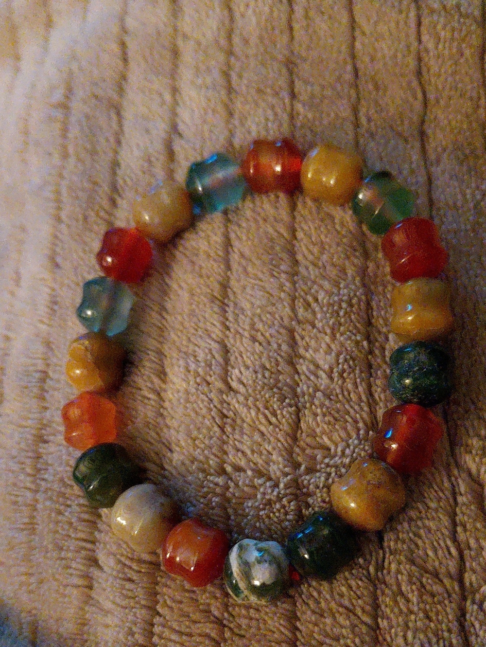 Multicolor Beaded Stretch Gemstone Bracelet